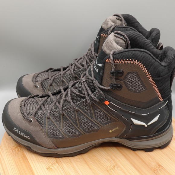 Salewa Boots Men 10 Bungee-Cord Black Hiking Trainer Lite Mid Gtx Gore-tex MinFl - Picture 1 of 12